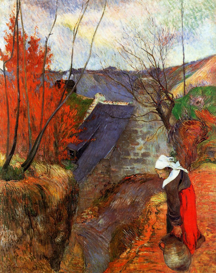 Breton Woman with Pitcher - Paul Gauguin Painting
